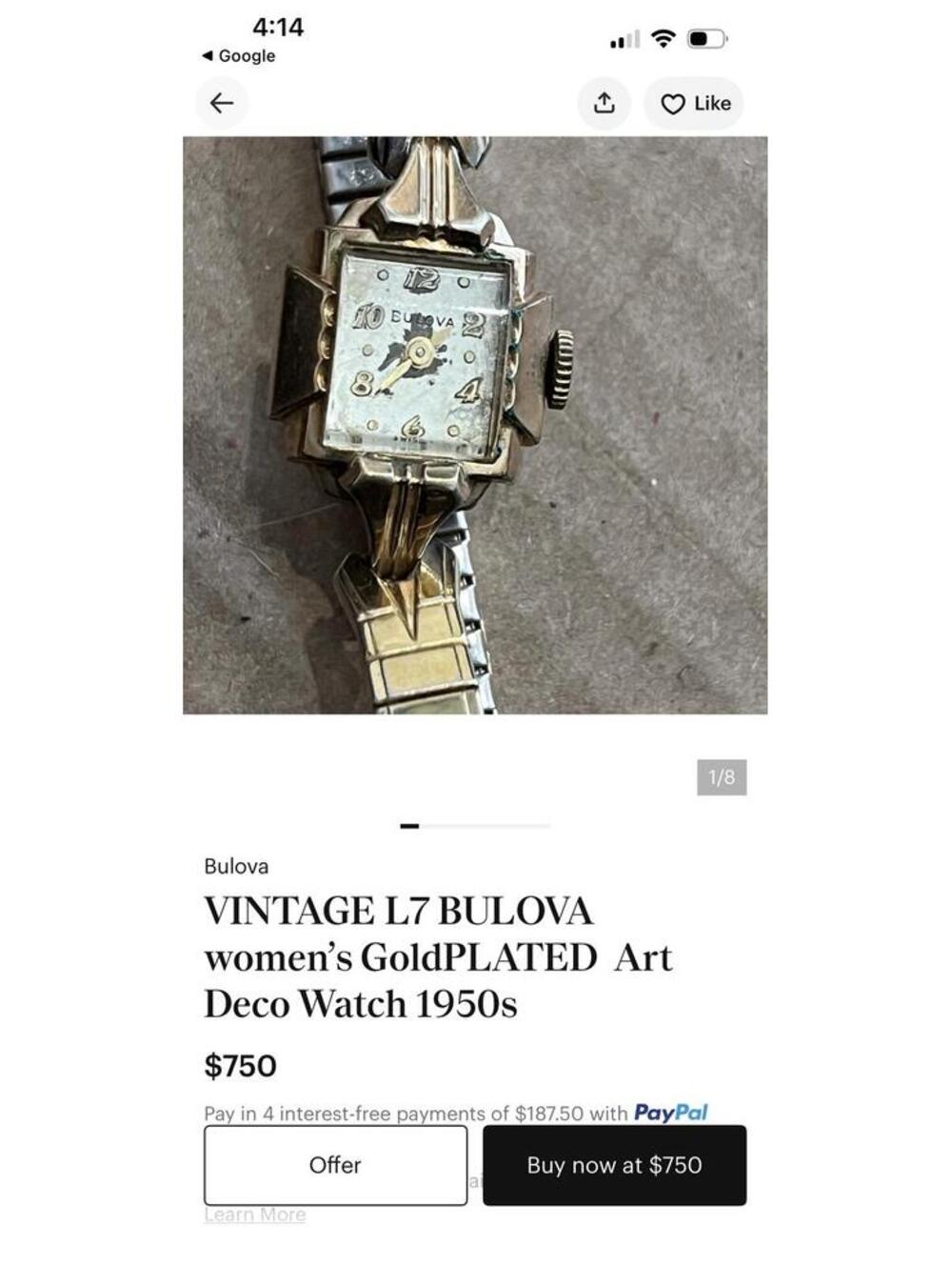1957 Bulova "Gilda A" 10k White Gold Plated Cocktail Watch Gold Fill - Picture 5 of 5